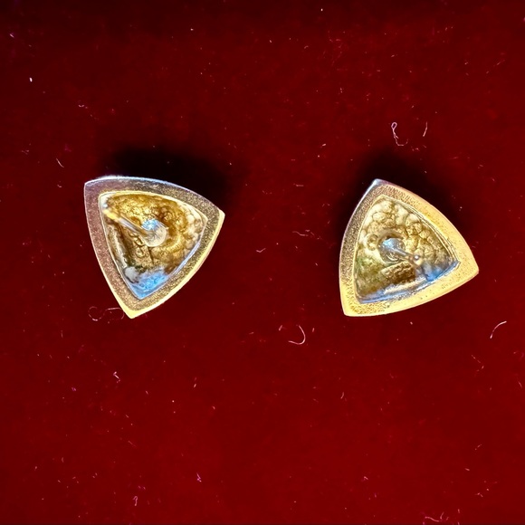 VTG Sterling Silver Triangular Earrings Post Style - Picture 10 of 11